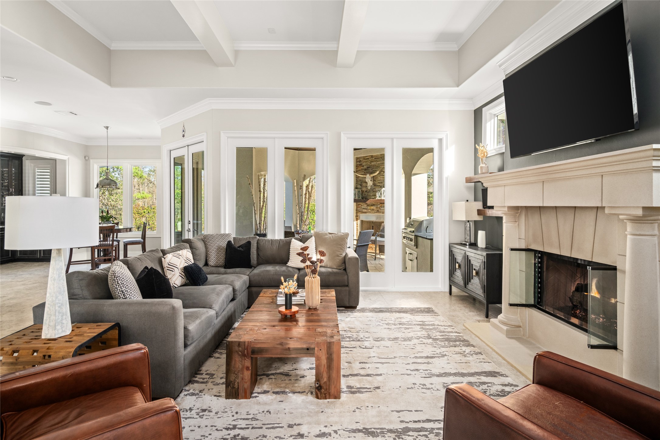 64 South Parkgate Circle Spring, TX 77381 - Photo 20 of 50 a living room with furniture fireplace and flat screen tv