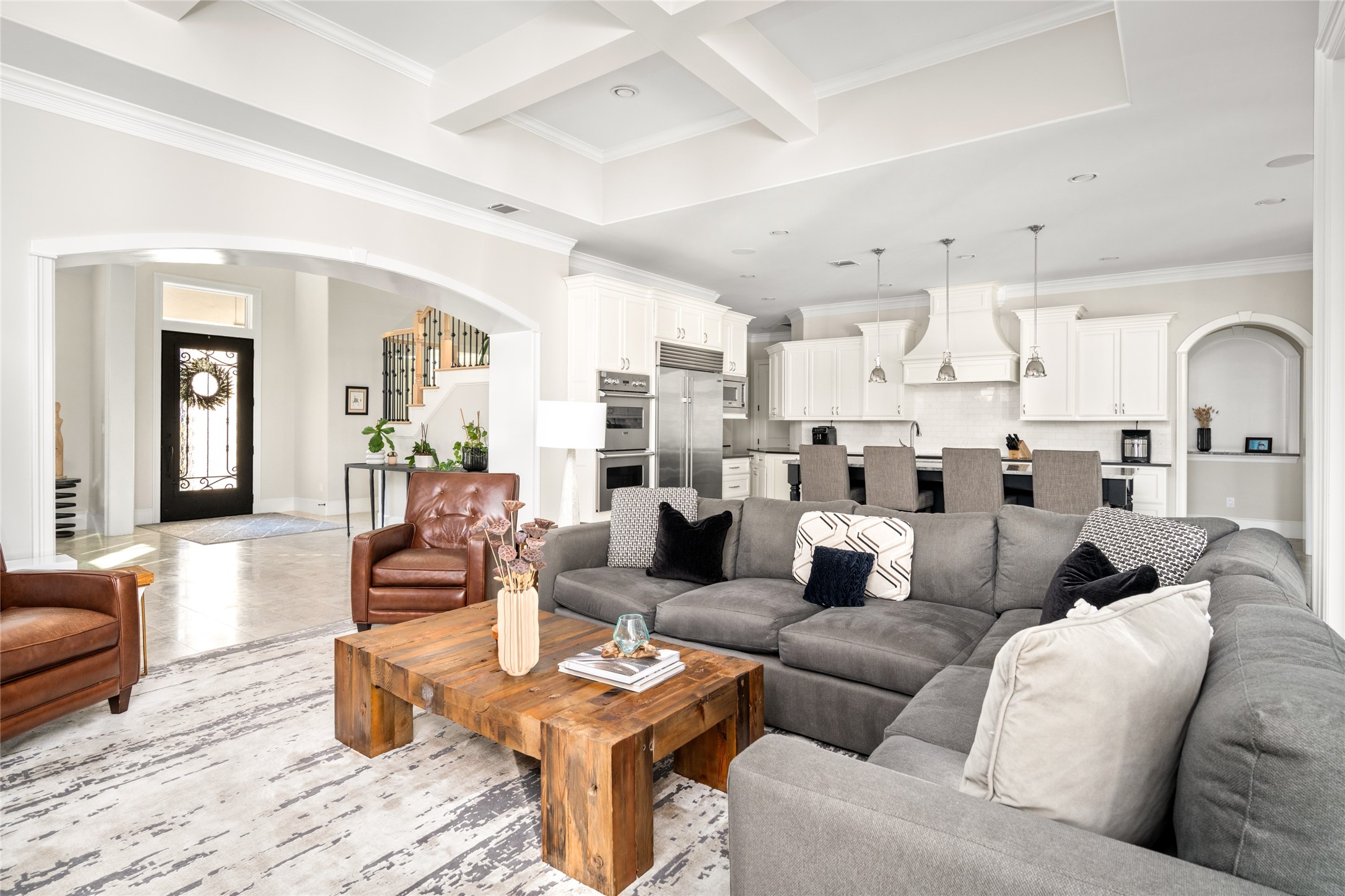 64 South Parkgate Circle Spring, TX 77381 - Photo 21 of 50 a living room with furniture kitchen view and a wooden floor