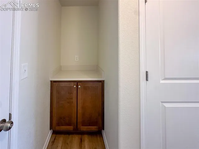a view of a room with door