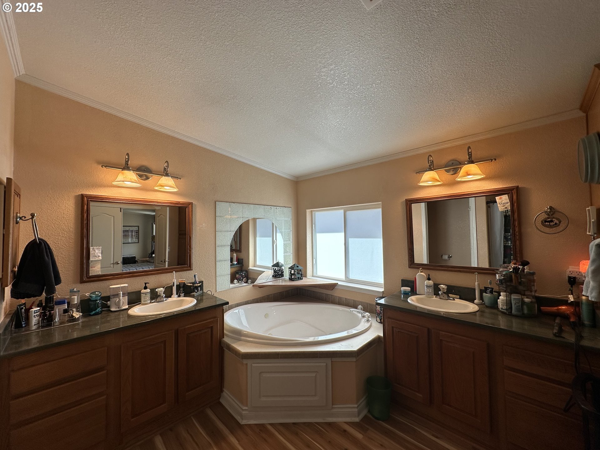 181 Vada Street Carson, WA 98610 - Photo 9 of 30 a bathroom with a granite countertop sink and a large mirror