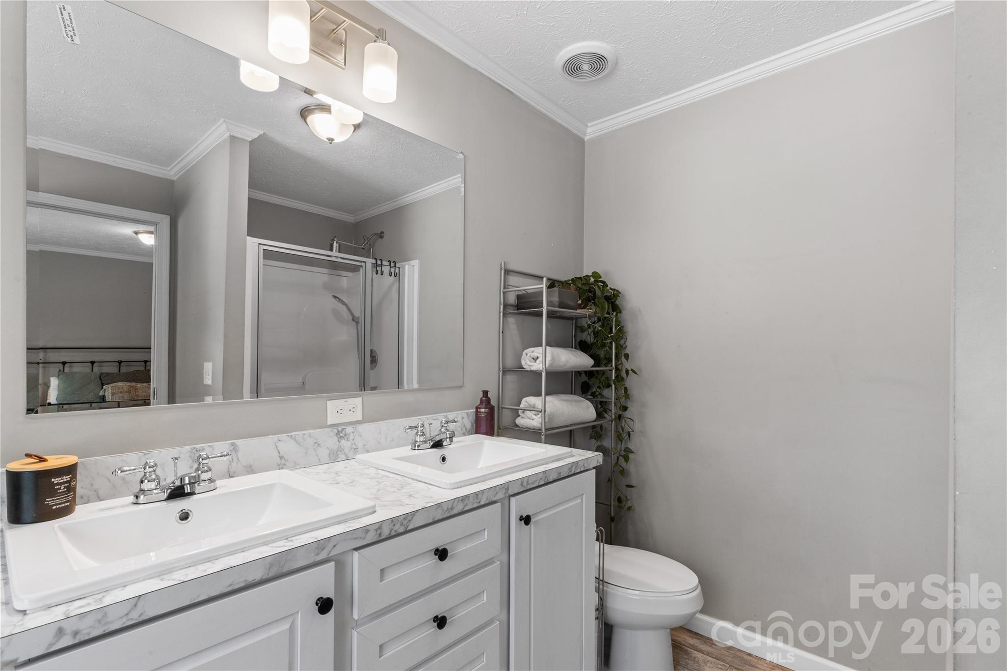 3041 Dr Nichols Road York, SC 29745 - Photo 20 of 26 a bathroom with a double vanity sink toilet and mirror