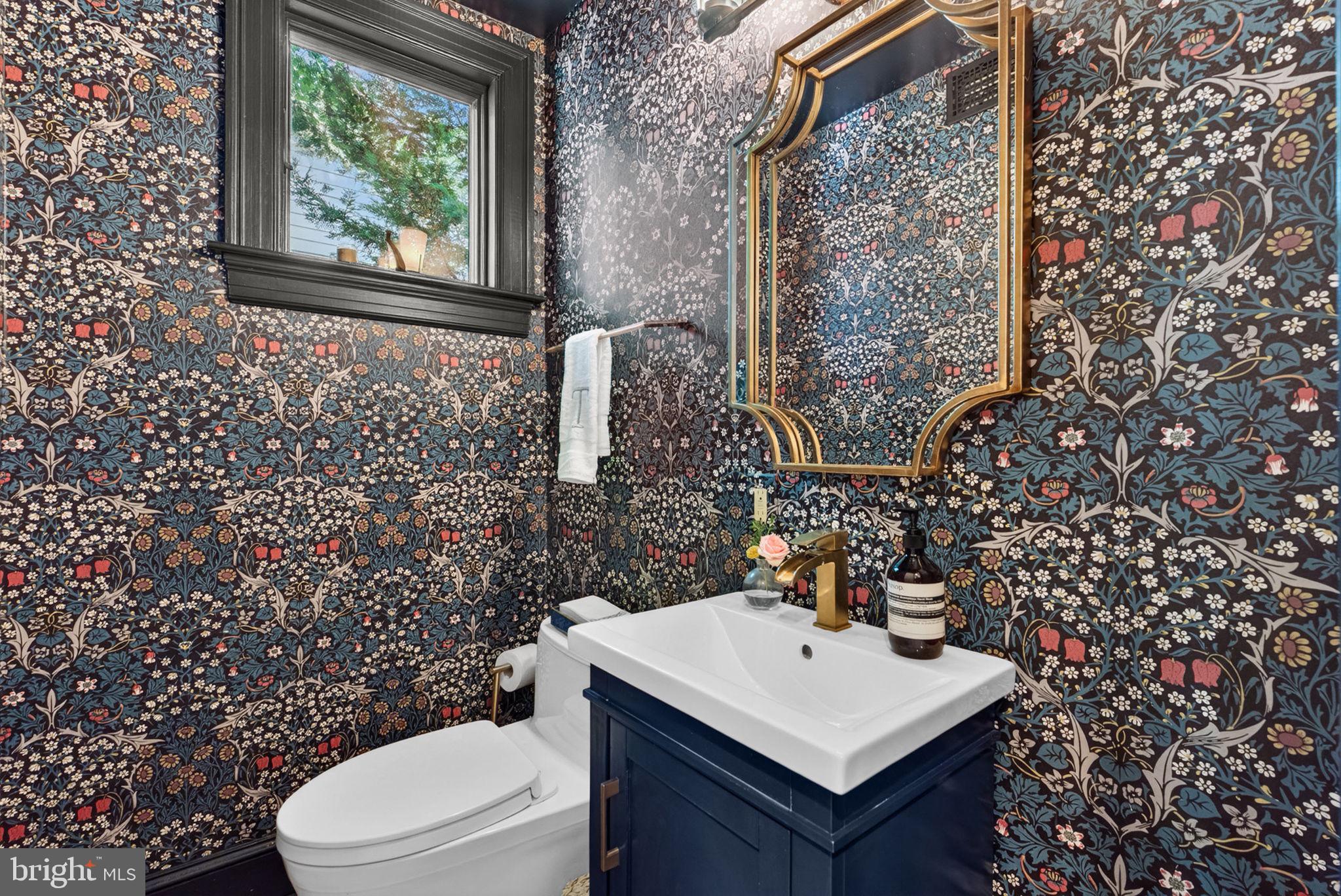 3920 Ingomar Street Northwest Washington, DC 20015 - Photo 22 of 71 Main level powder room with designer wallpaper