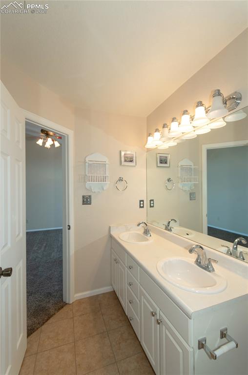 3216 Capstan Way Colorado Springs, CO 80906 - Photo 28 of 45 a bathroom with a double vanity sink mirror and shower