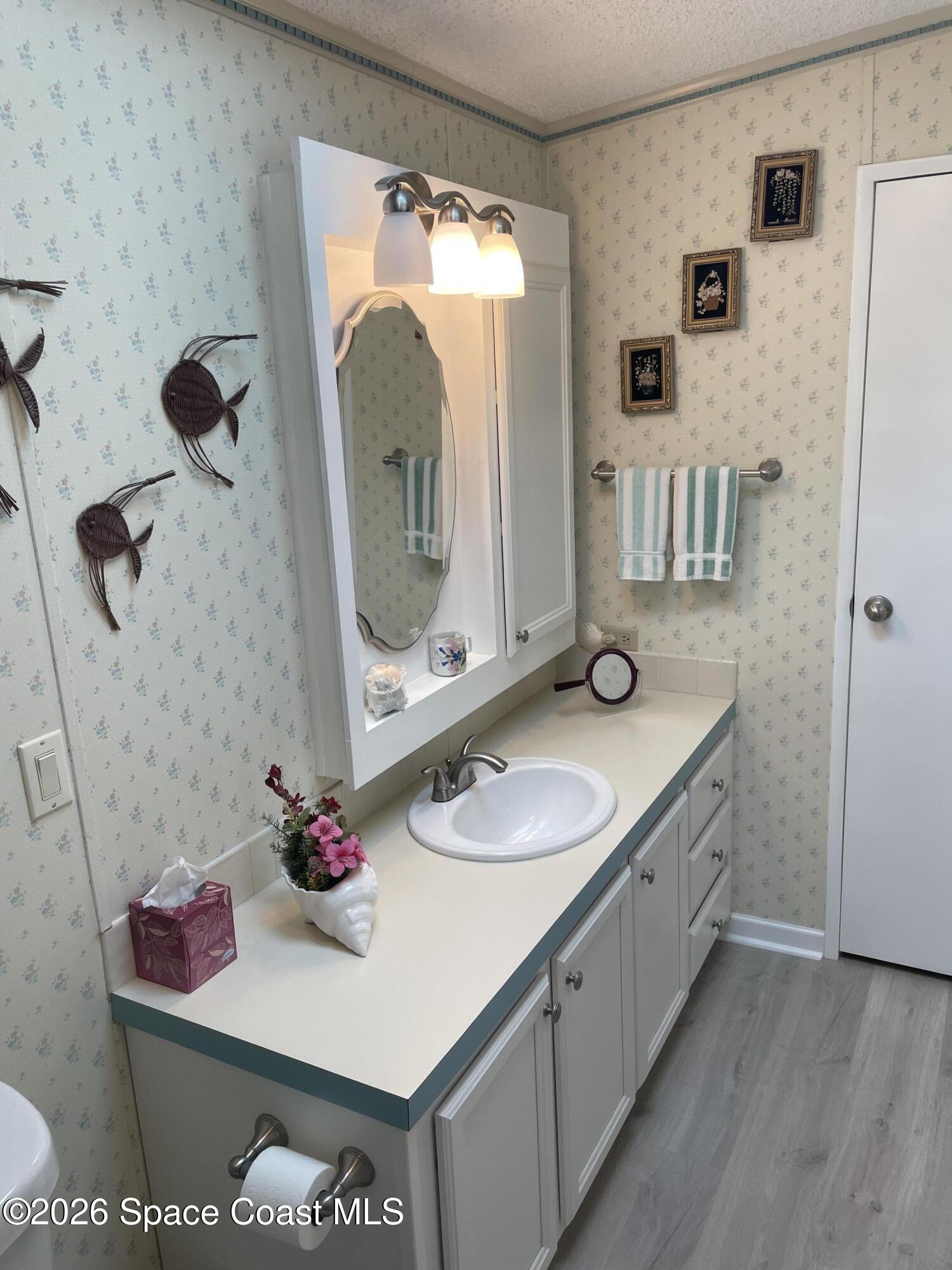 7579 Boxelder Road Micco, FL 32976 - Photo 16 of 30 a bathroom with a sink and a mirror