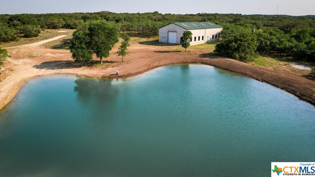 a view of a lake with a houses