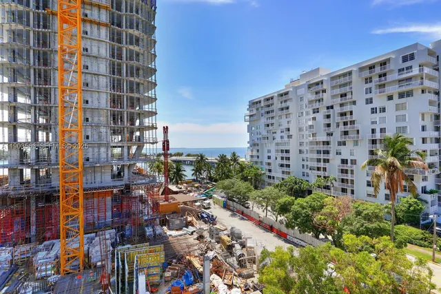 a city view with tall buildings