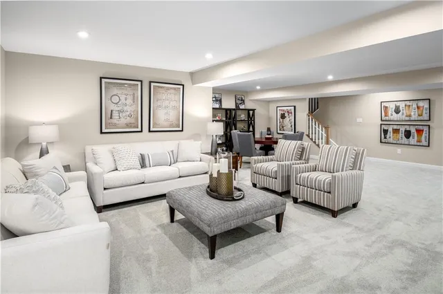 a living room with furniture and a couch