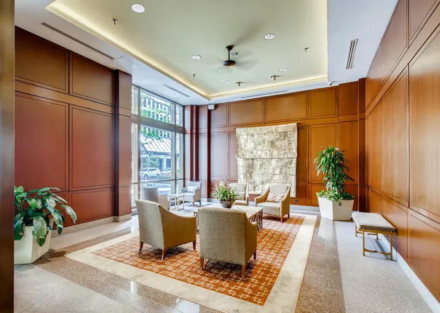 a living room with a large window