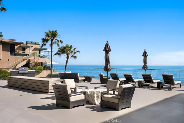 a view of a terrace with seating area