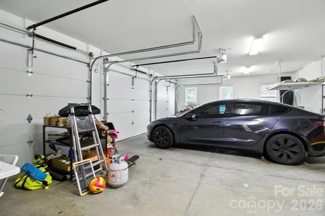 a car parked in a garage
