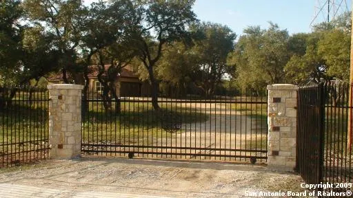 a view of a wrought iron fences