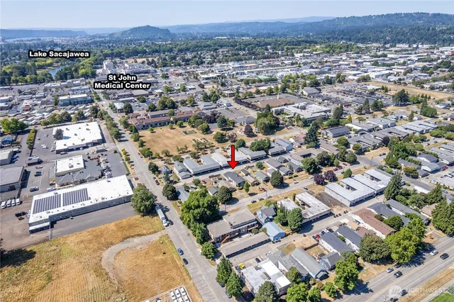 an aerial view of residential house with outdoor space