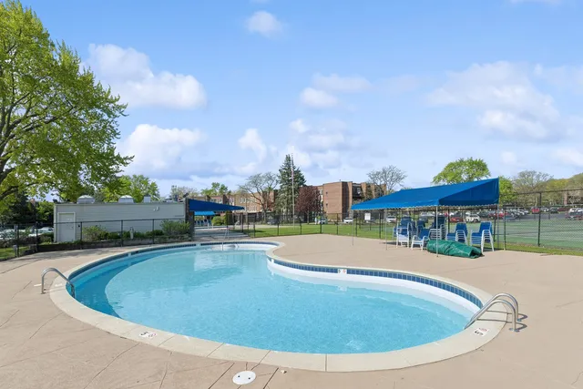 a view of a park with slide