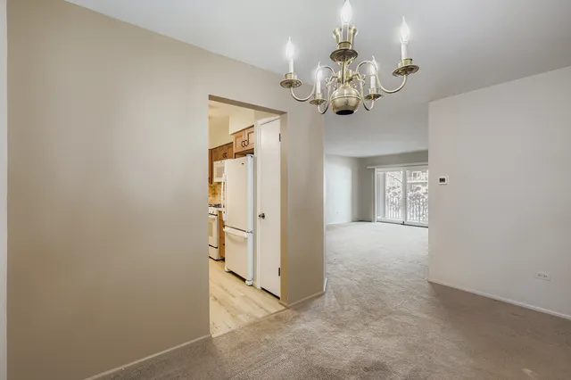a view of a chandelier in a room