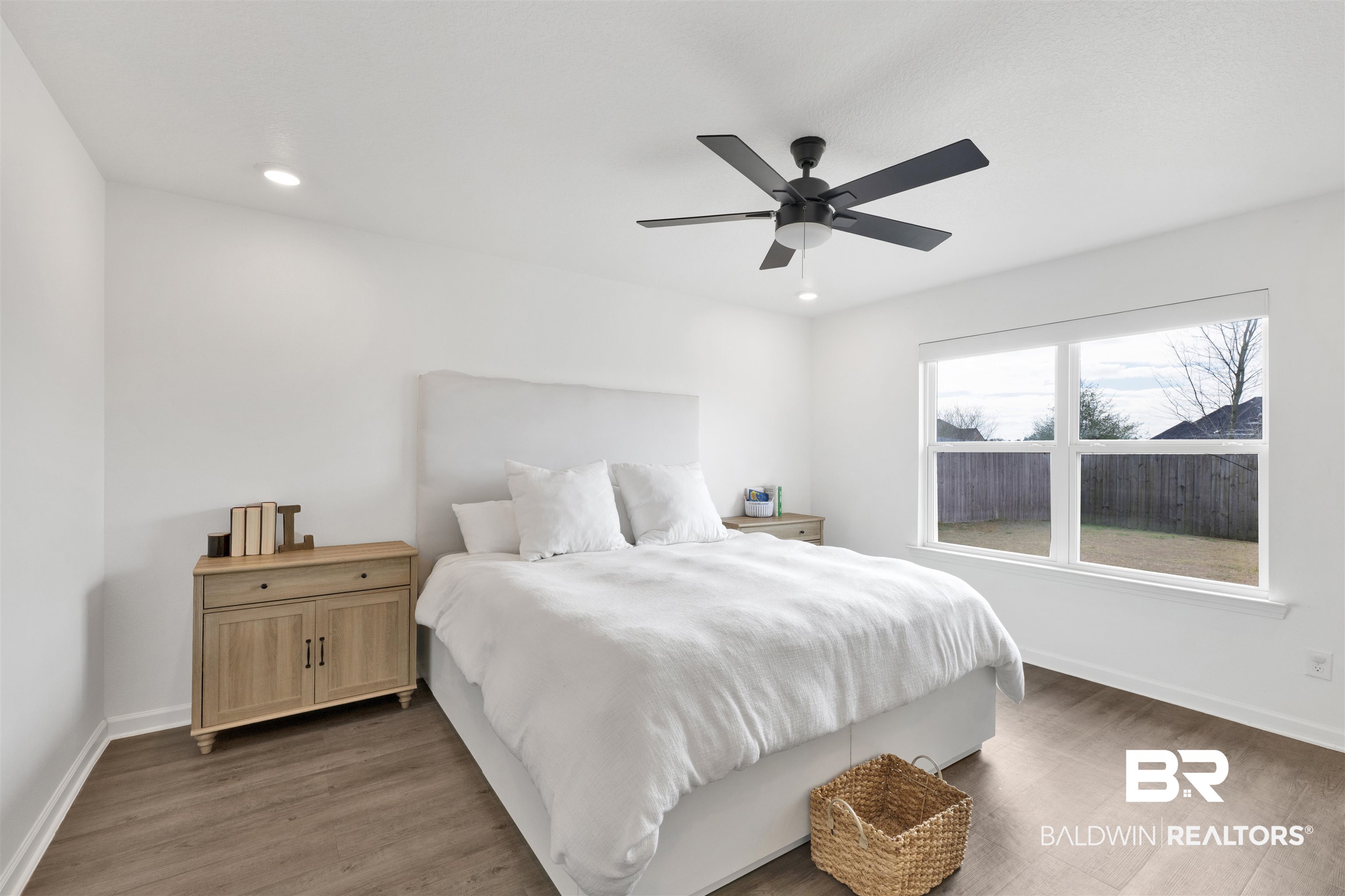 10763 Paget Drive North Mobile, AL 36608 - Photo 11 of 24 Bedroom featuring light wood finished floors, ceiling fan, and recessed lighting