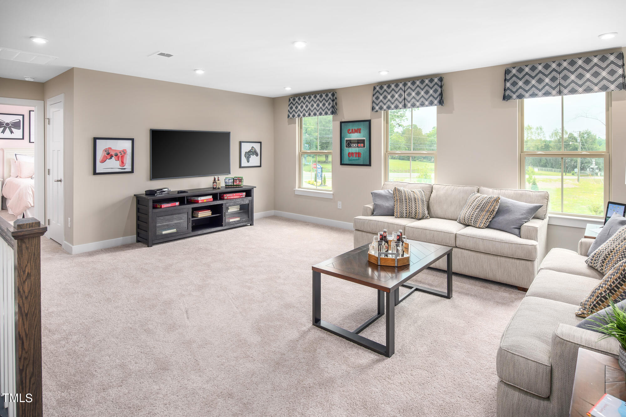 8909 Stratus Street Willow Spring, NC 27592 - Photo 17 of 30 a living room with furniture and a flat screen tv