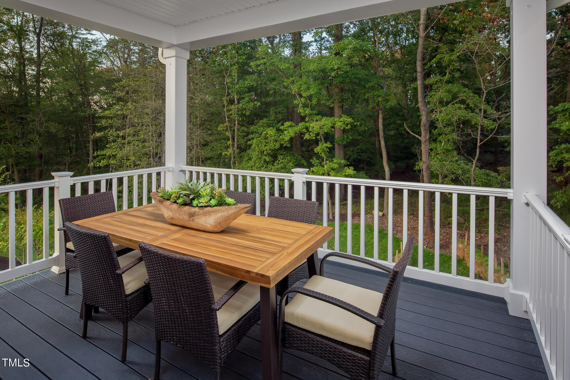8909 Stratus Street Willow Spring, NC 27592 - Photo 3 of 30 a view of a dining table and chairs on the roof deck