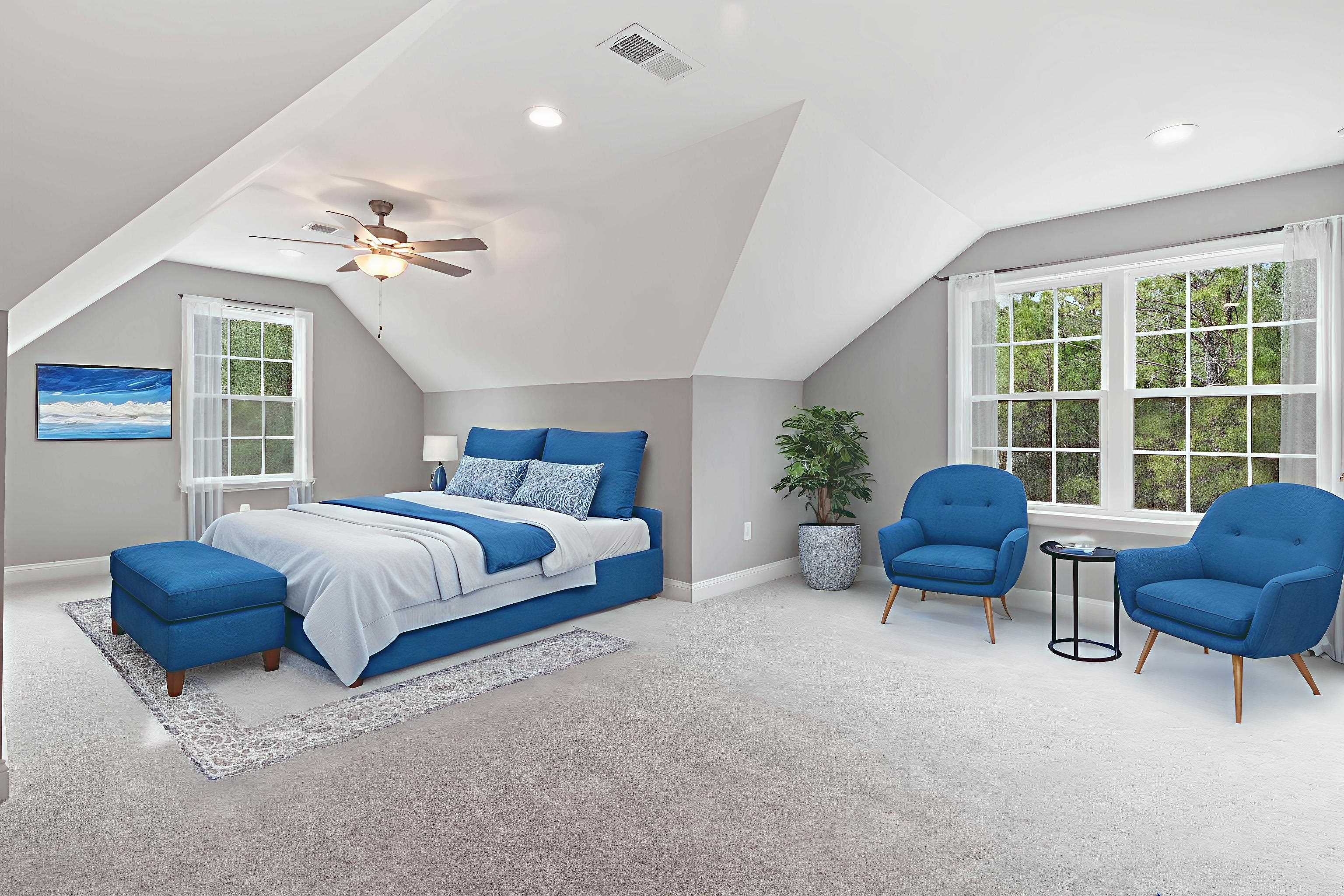565 Timber Creek Drive Loris, SC 29569 - Photo 26 of 37 Bedroom with vaulted ceiling, carpet floors, and ceiling fan