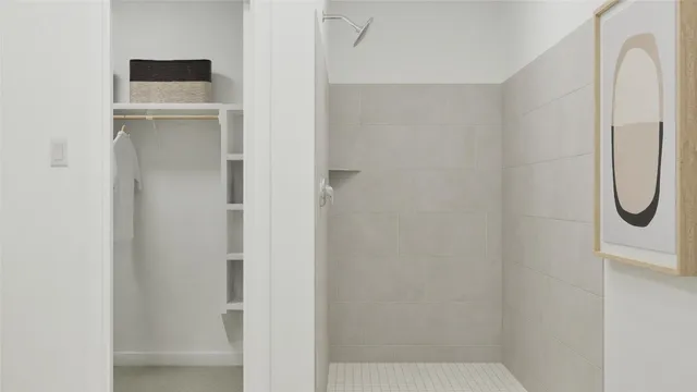 a bathroom with a shower