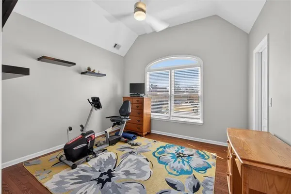 a view of a lush green forest with trees