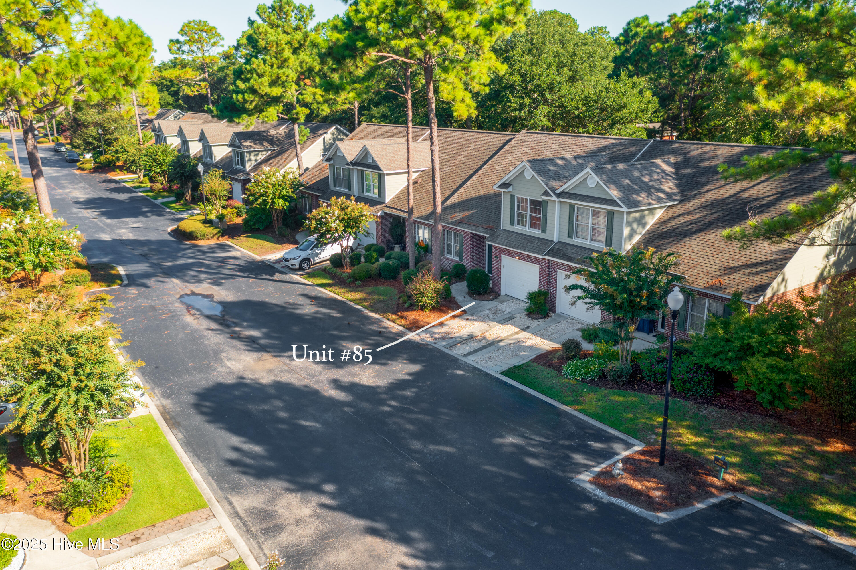 Drone shot of down the street