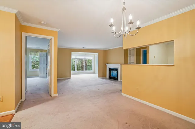 a view of a livingroom with a chandelier