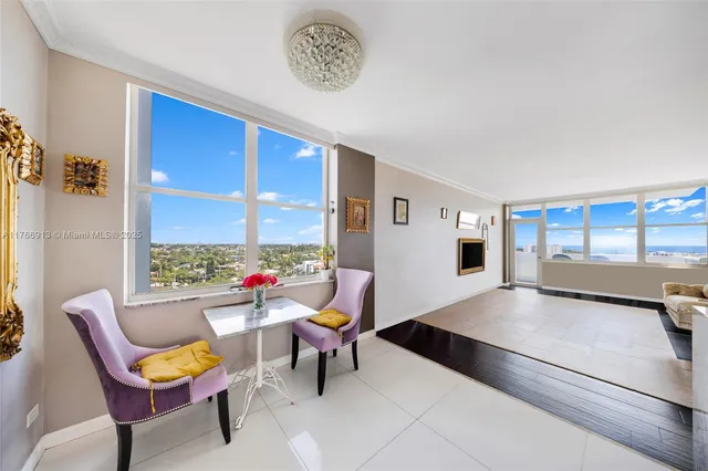 a view of a lake with a city