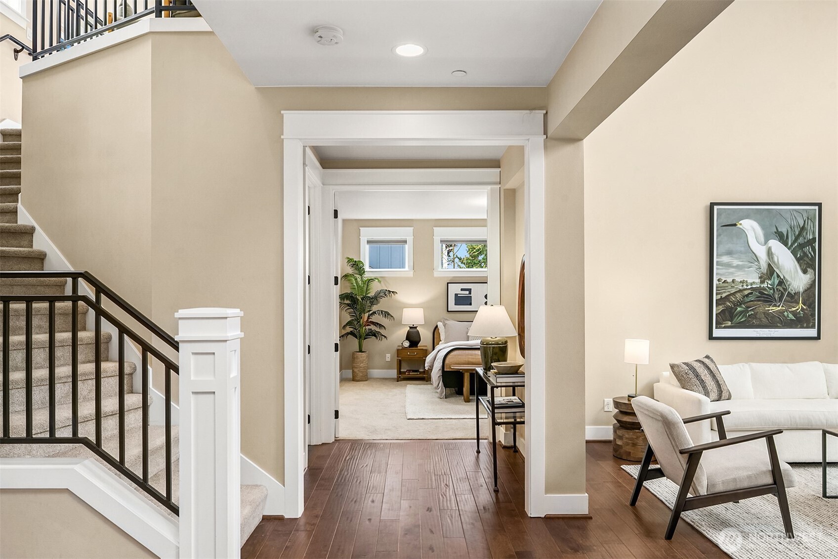 632 Southwest 185th Street Normandy Park, WA 98166 - Photo 12 of 39 a view of a hallway with wooden floor and a livingroom view