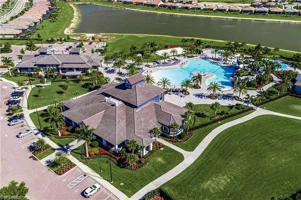 a view of a swimming pool with an outdoor space