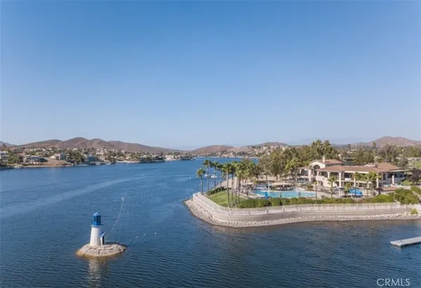 a view of a lake with a mountain