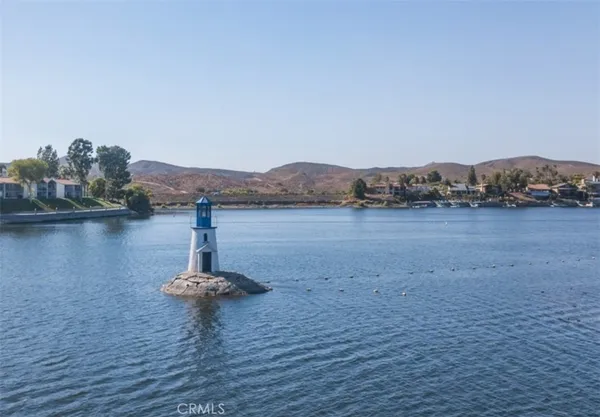 a view of a lake with a mountain in the background