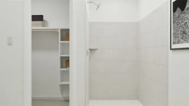 a bathroom with a shower