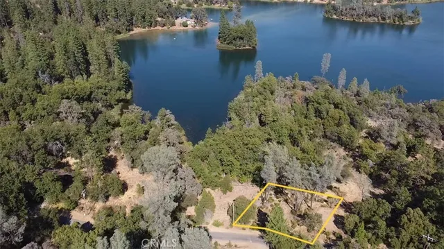 view of a lake with an outdoor space