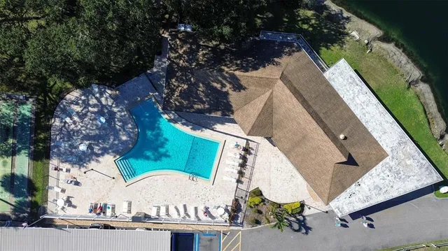 an aerial view of a house having outdoor space