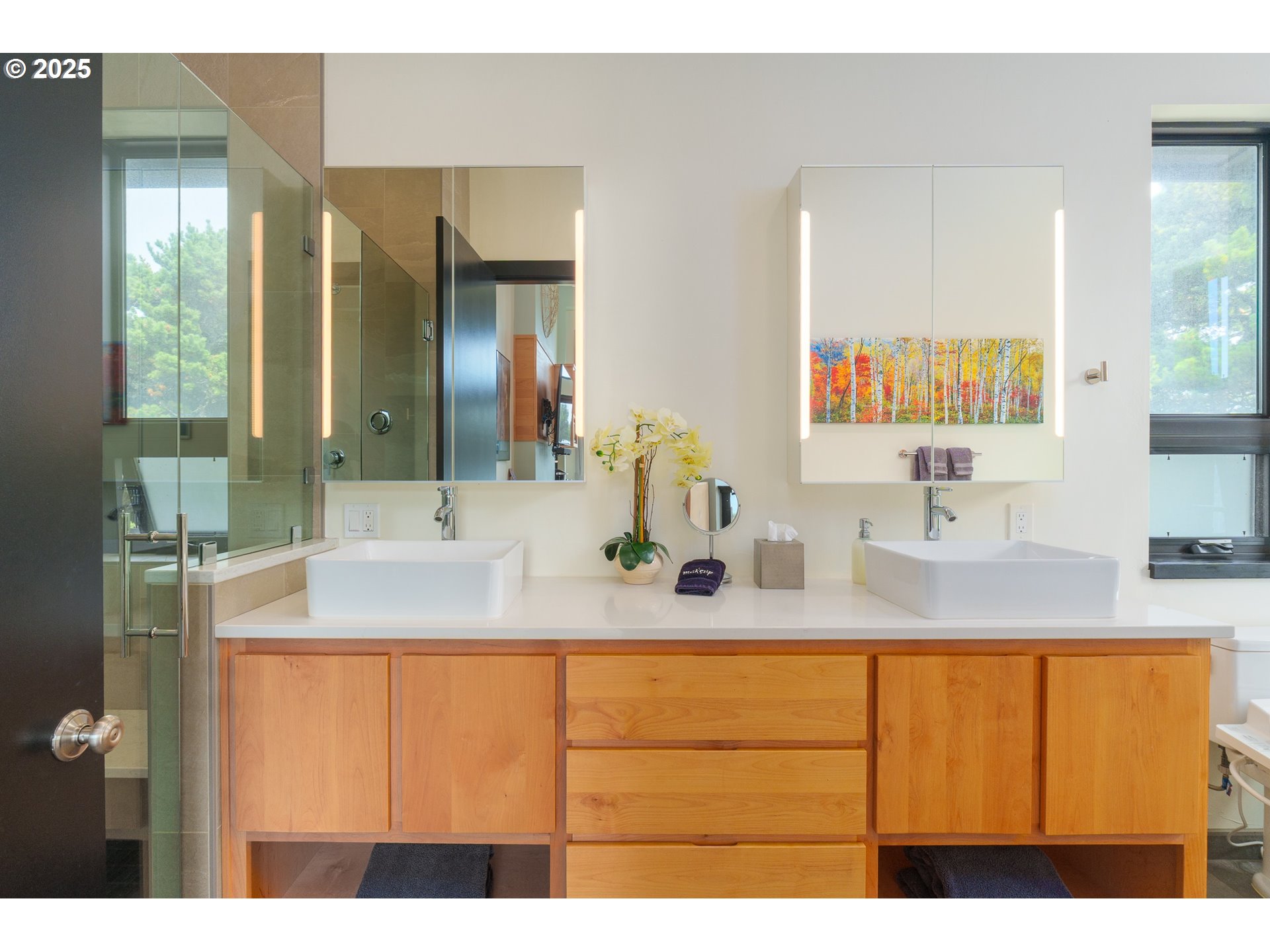 409 Jackson Street Port Orford, OR 97465 - Photo 37 of 48 a bathroom with a double vanity sink mirror and