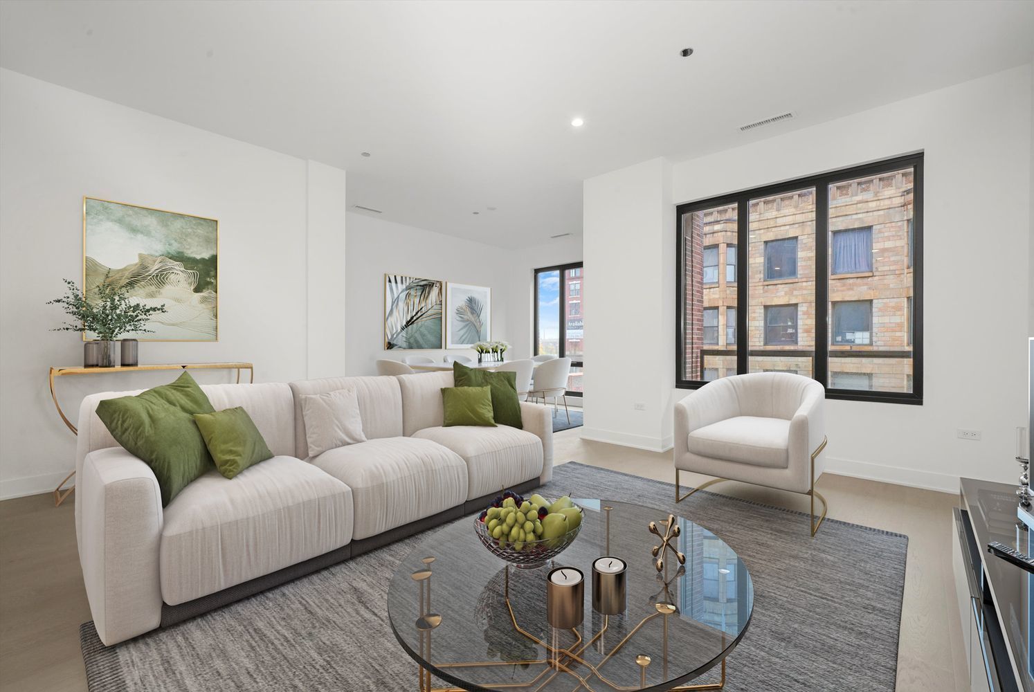 323 South Racine Avenue, Unit 3C Chicago, IL 60607 - Photo 5 of 18 a living room with furniture and a large window