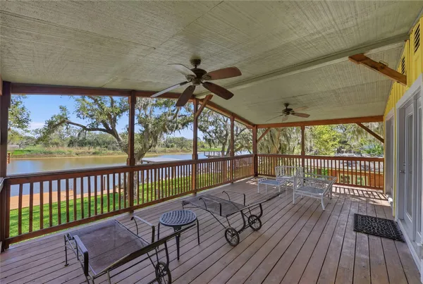 a balcony with furniture