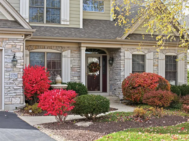 a view of a house with potted plants