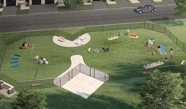 an aerial view of a play ground