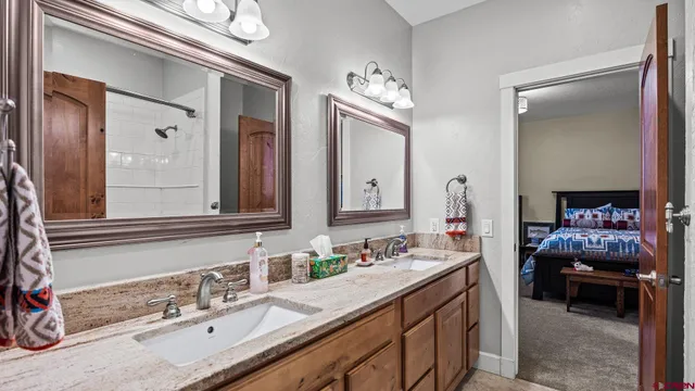 a bedroom with a bed and a closet