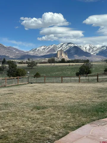 a view of a water from a yard