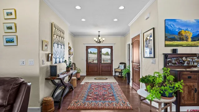a view of a hallway with workspace
