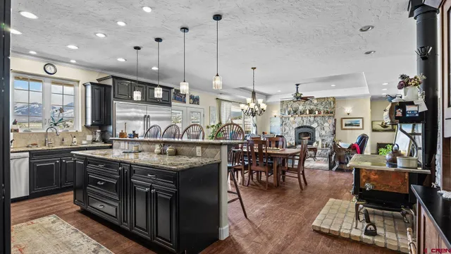 a kitchen with lots of counter top space