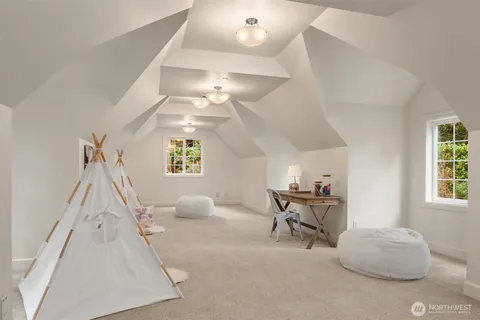 a workspace with furniture and window