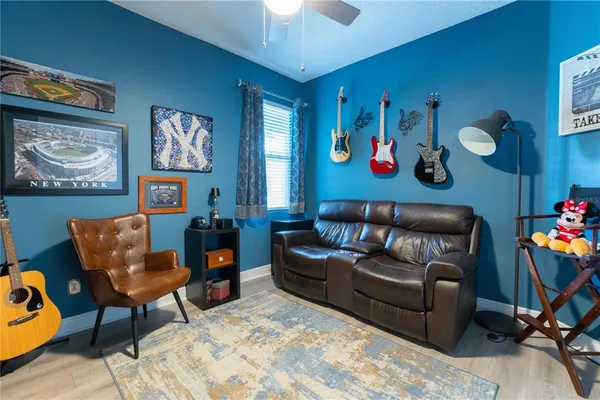 a living room with furniture and a couch