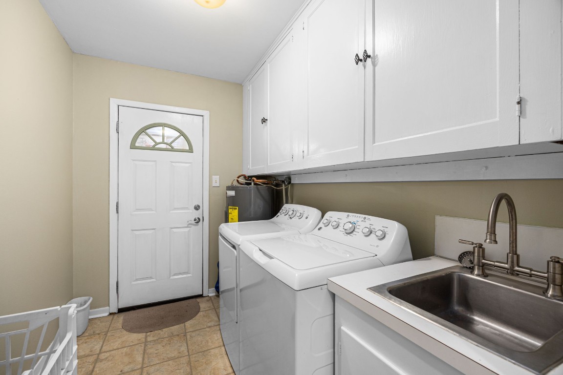 801 West Main Street Brenham, TX 77833 - Photo 34 of 50 The spacious utility room offers additional convenience with built in upper cabinetry for storage, a utility sink, and room for a full size washer and dryer. An exterior door provides easy access to the yard.