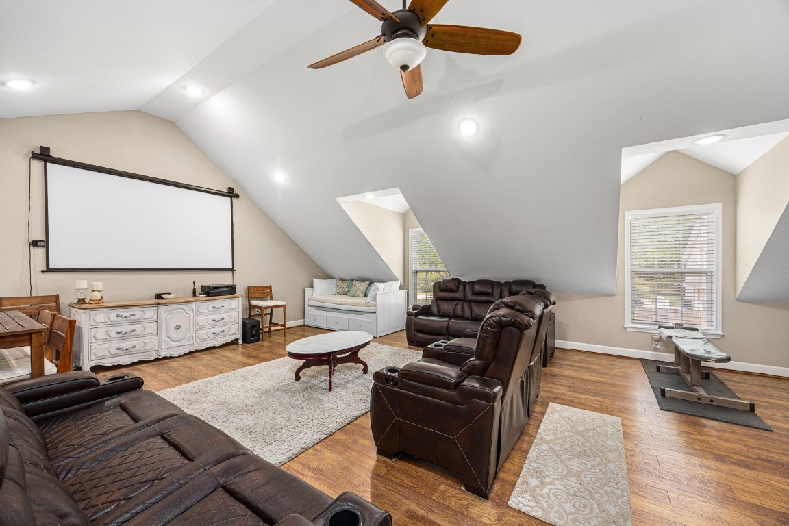 801 West Main Street Brenham, TX 77833 - Photo 36 of 50 The custom built space above the garage is currently set up as the ultimate media and game room with space for multiple seating areas. With approximately 700 square feet, this versatile space could also serve as a guest suite, home office, gym, or additional living quarters.
