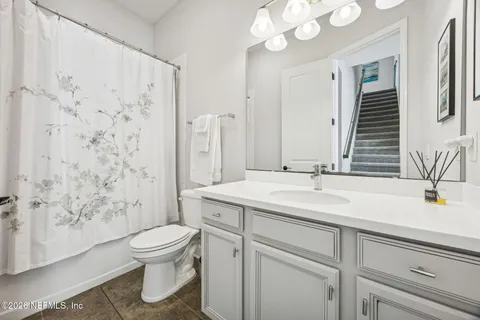 a lobby with furniture and outdoor space