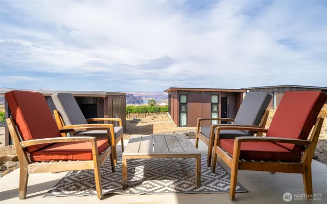 a outdoor living space with furniture