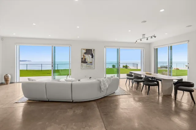 a view of a patio with couches and potted plants